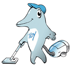 Logo TIDY Delfin mit Staubsauger